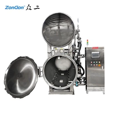 What are the requirements for processing liquid products in a water immersion retort?